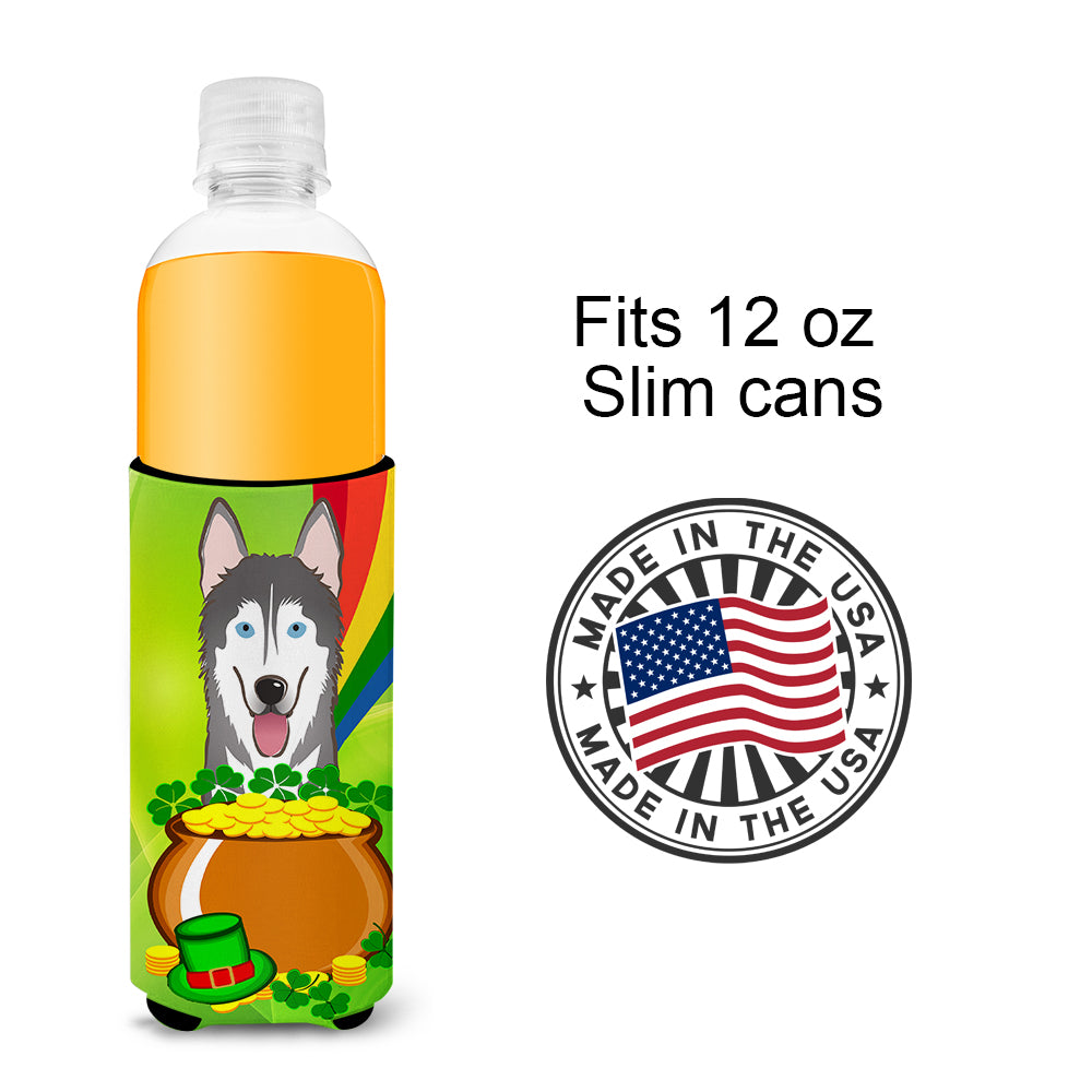 Alaskan Malamute St. Patrick's Day  Ultra Beverage Insulator for slim cans BB1962MUK