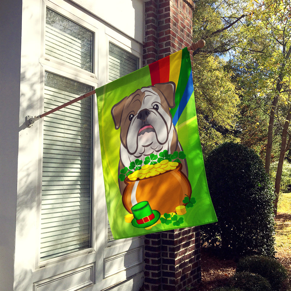 English Bulldog  St. Patrick's Day Flag Canvas House Size BB1963CHF  the-store.com.