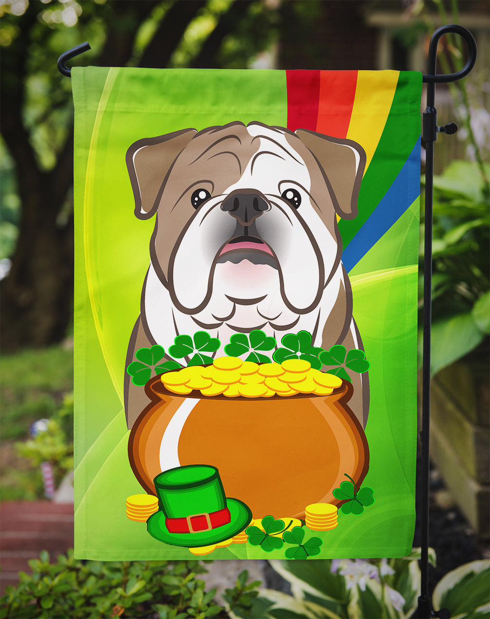 English Bulldog  St. Patrick's Day Flag Garden Size BB1963GF