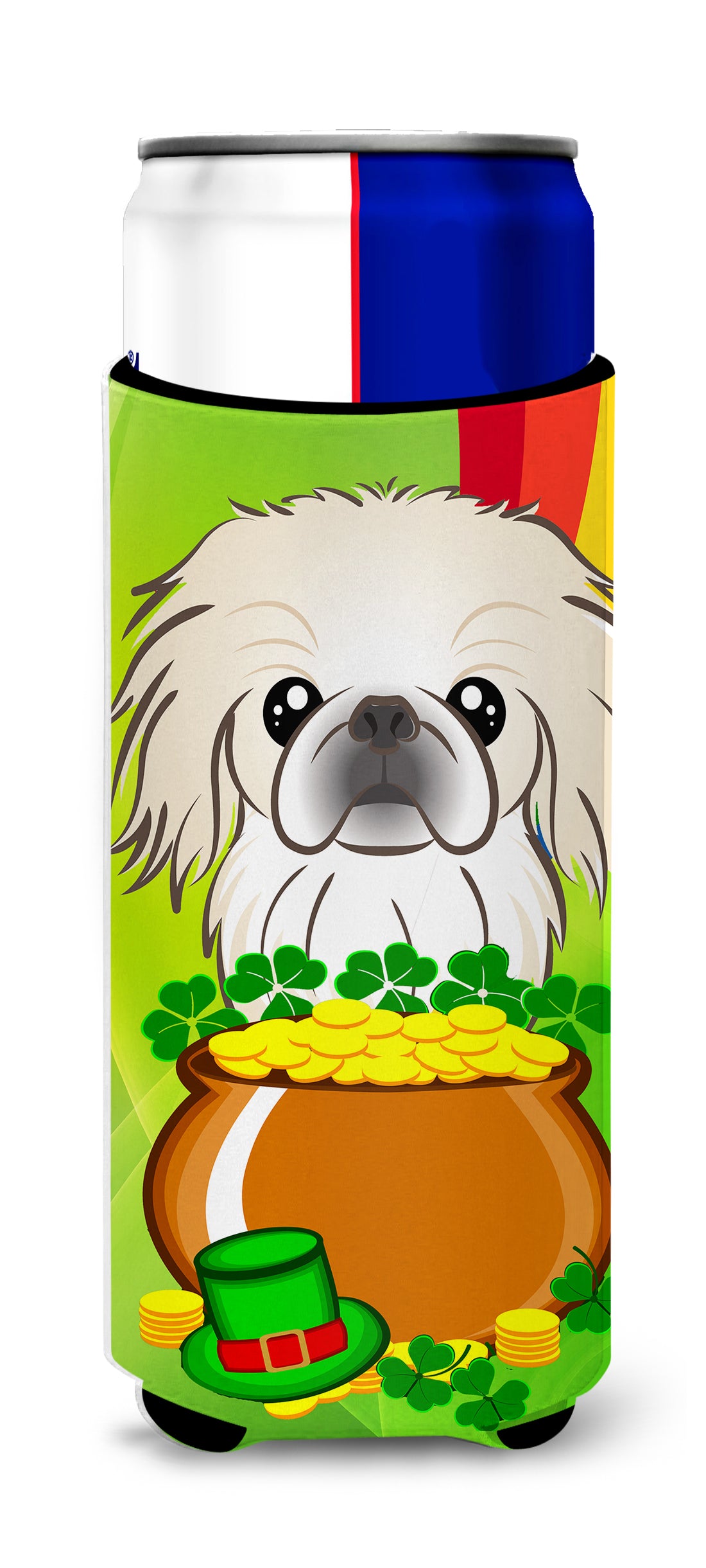 Pekingese St. Patrick&#39;s Day  Ultra Beverage Insulator for slim cans BB1965MUK  the-store.com.