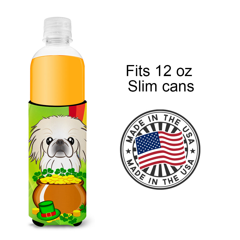 Pekingese St. Patrick's Day  Ultra Beverage Insulator for slim cans BB1965MUK  the-store.com.