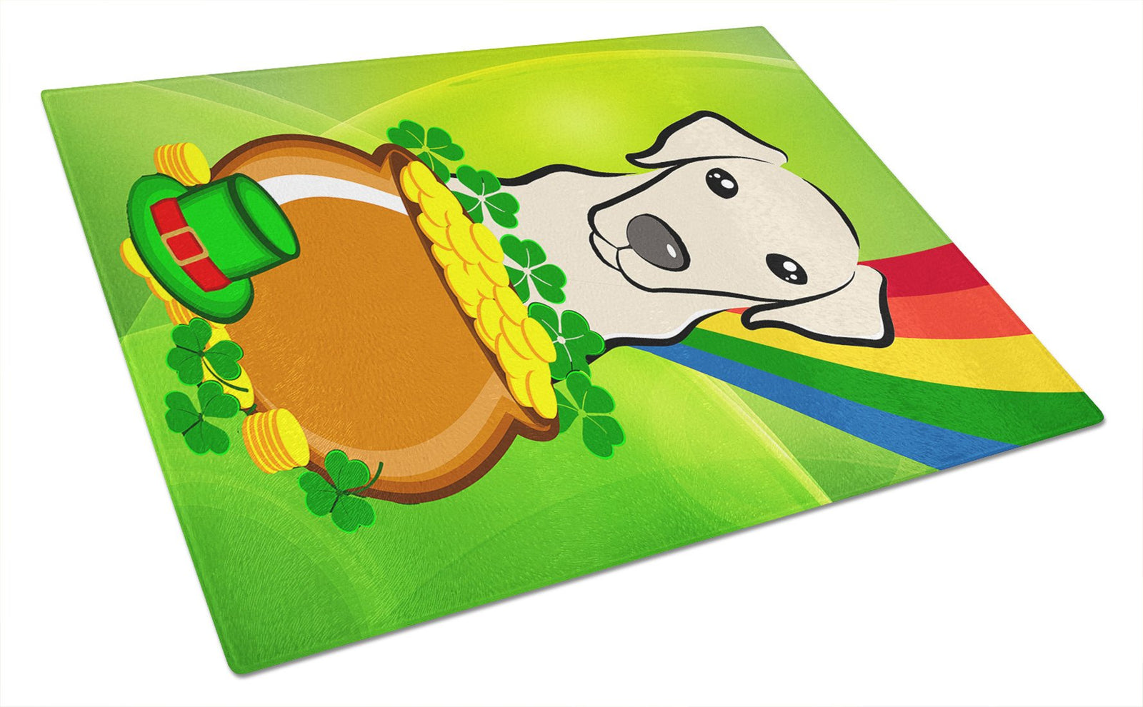 Yellow Labrador St. Patrick's Day Glass Cutting Board Large BB1966LCB by Caroline's Treasures