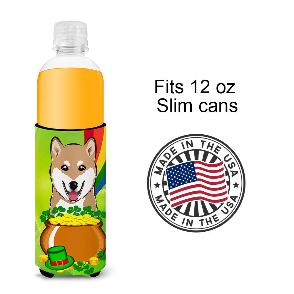 Shiba Inu St. Patrick's Day  Ultra Beverage Insulator for slim cans BB1969MUK  the-store.com.