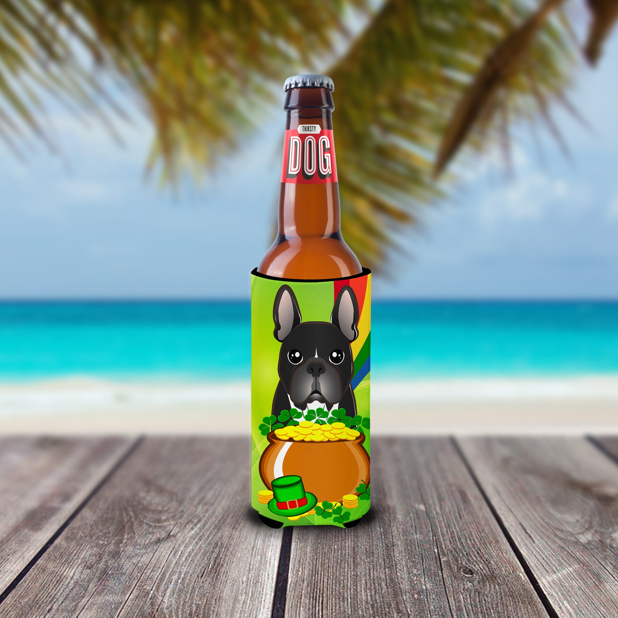 French Bulldog St. Patrick's Day  Ultra Beverage Insulator for slim cans BB1971MUK  the-store.com.