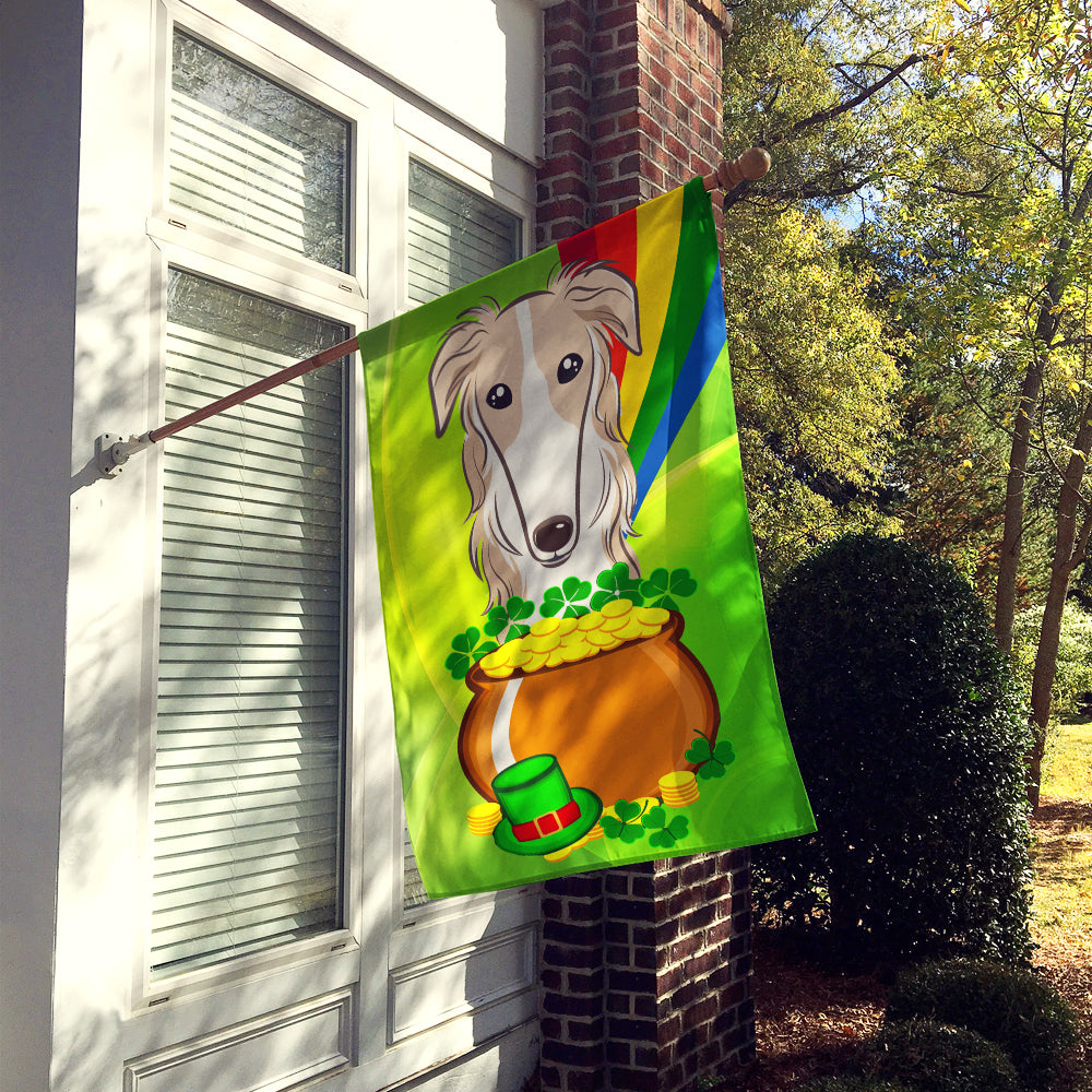 Borzoi St. Patrick's Day Flag Canvas House Size BB1972CHF  the-store.com.