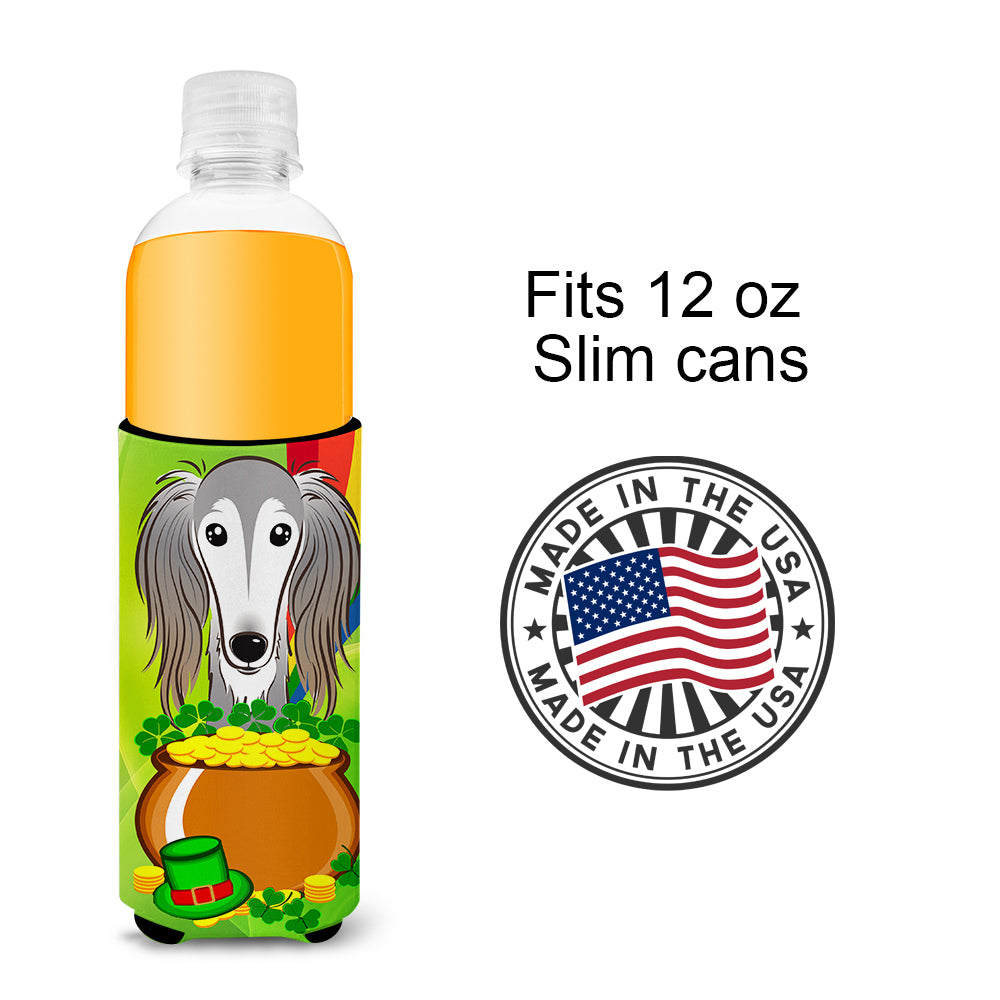 Saluki St. Patrick's Day  Ultra Beverage Insulator for slim cans BB1973MUK  the-store.com.