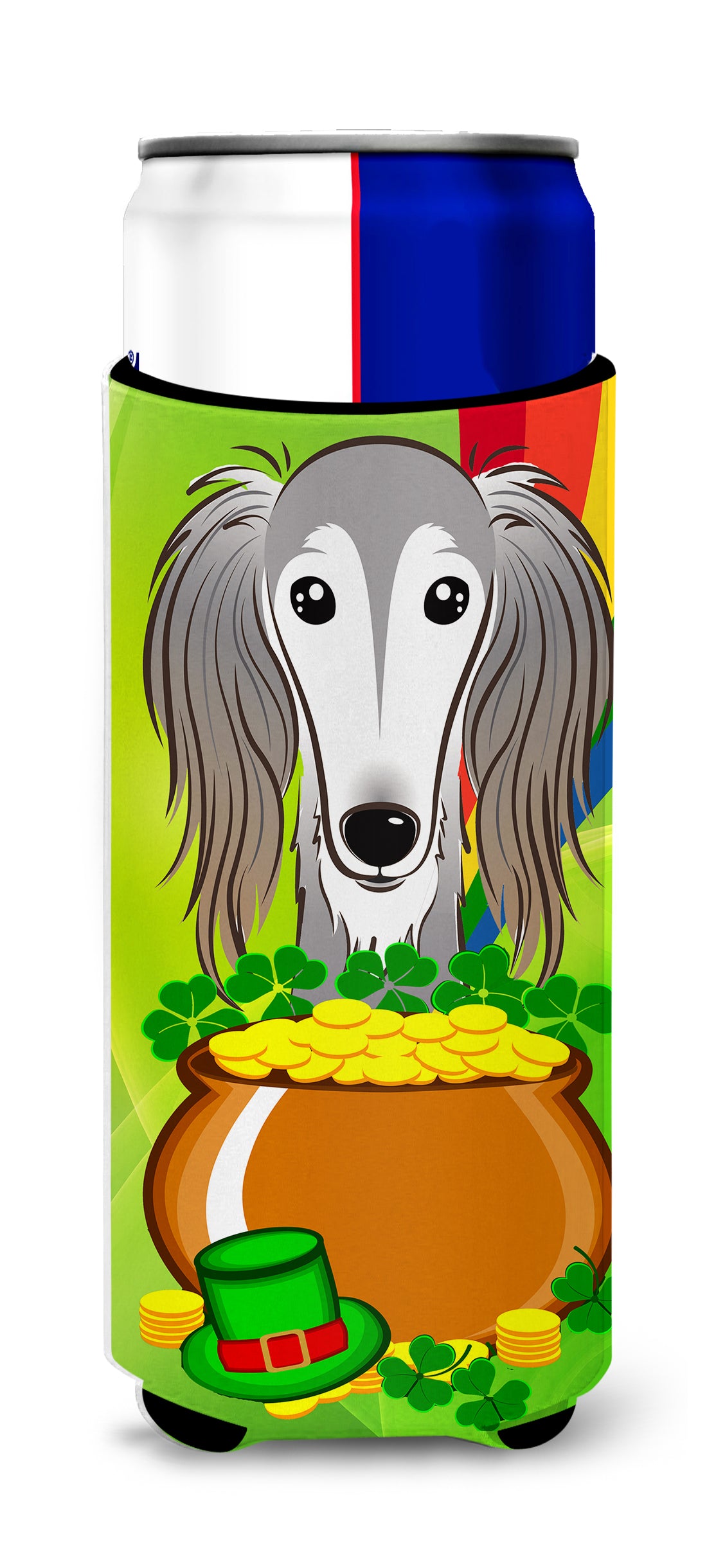 Saluki St. Patrick's Day  Ultra Beverage Insulator for slim cans BB1973MUK  the-store.com.
