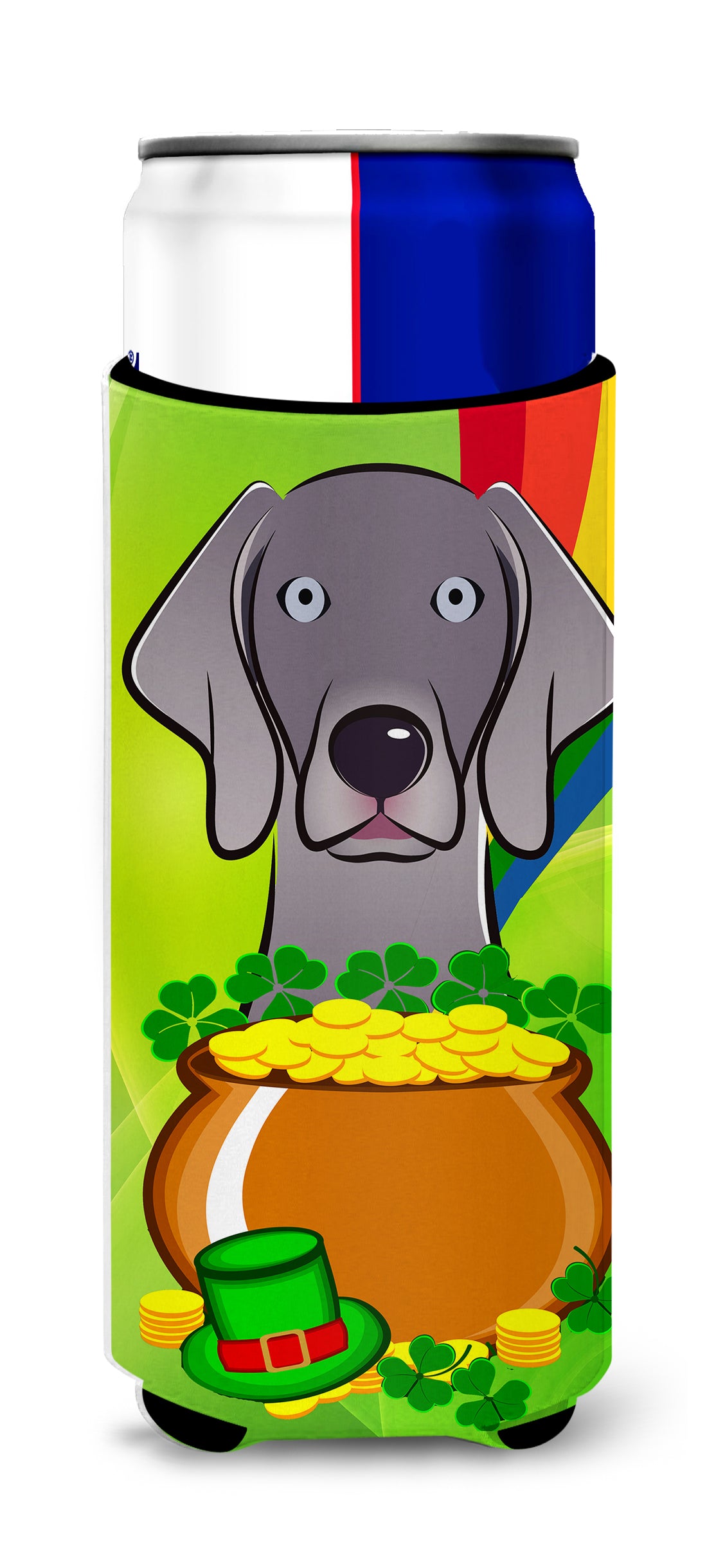 Weimaraner St. Patrick&#39;s Day  Ultra Beverage Insulator for slim cans BB1975MUK  the-store.com.