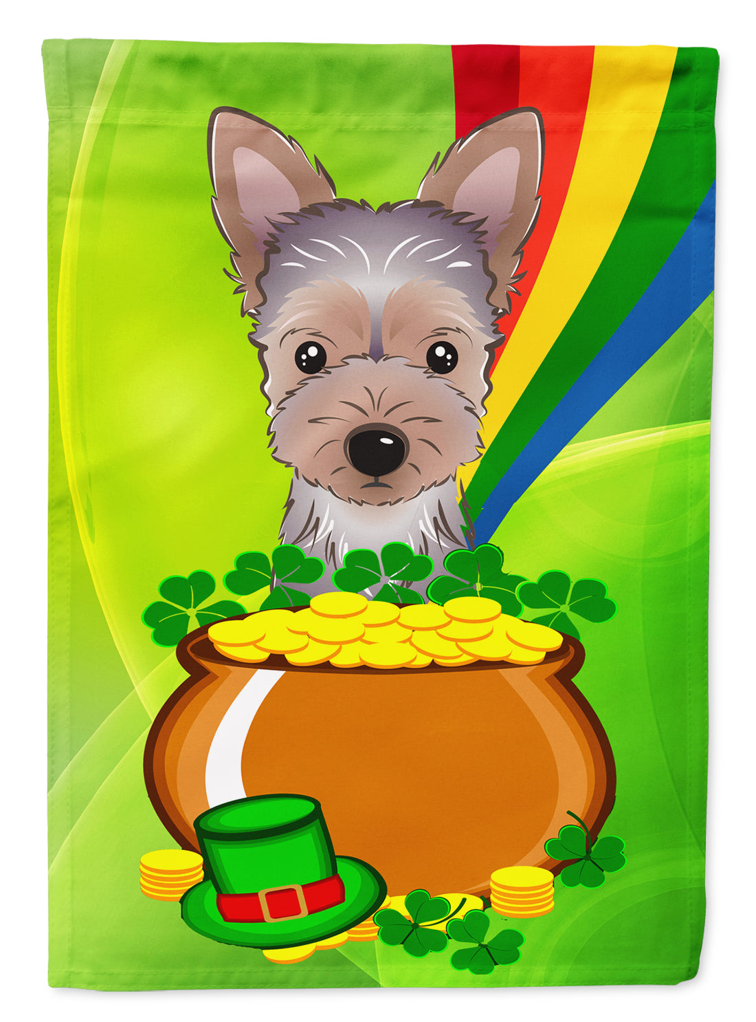 Yorkie Puppy St. Patrick&#39;s Day Flag Garden Size BB1976GF