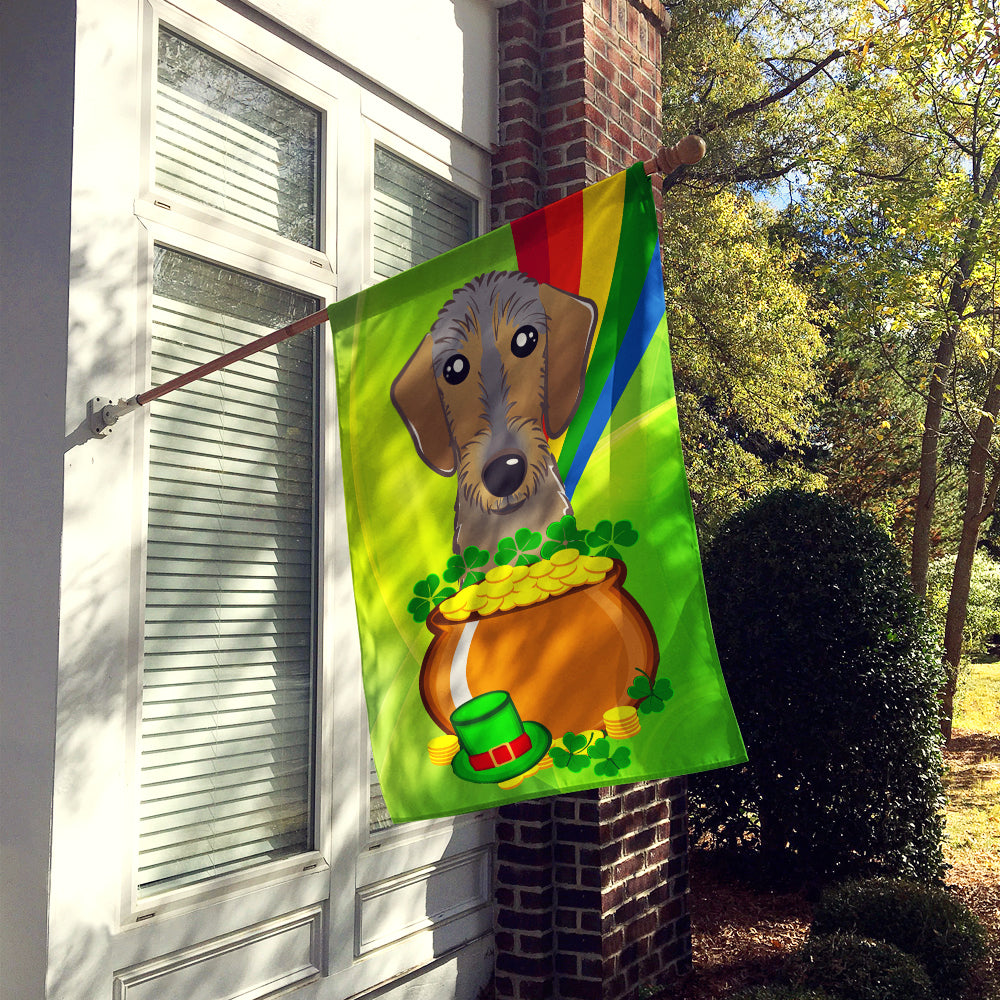 Wirehaired Dachshund St. Patrick's Day Flag Canvas House Size BB1977CHF