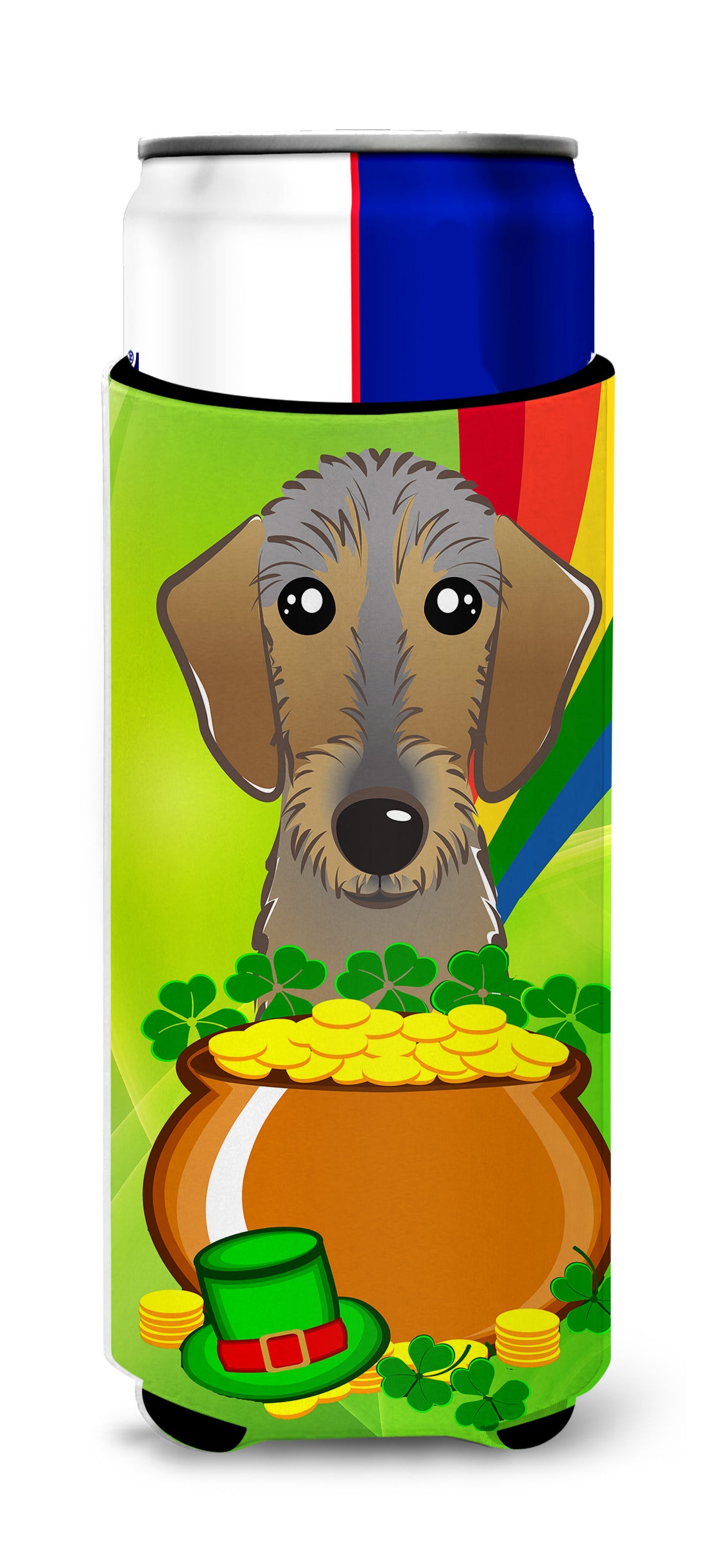 Wirehaired Dachshund St. Patrick's Day  Ultra Beverage Insulator for slim cans BB1977MUK