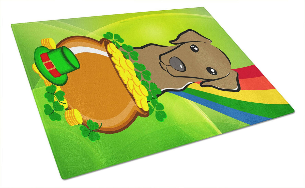 Chocolate Labrador St. Patrick&#39;s Day Glass Cutting Board Large BB1978LCB by Caroline&#39;s Treasures