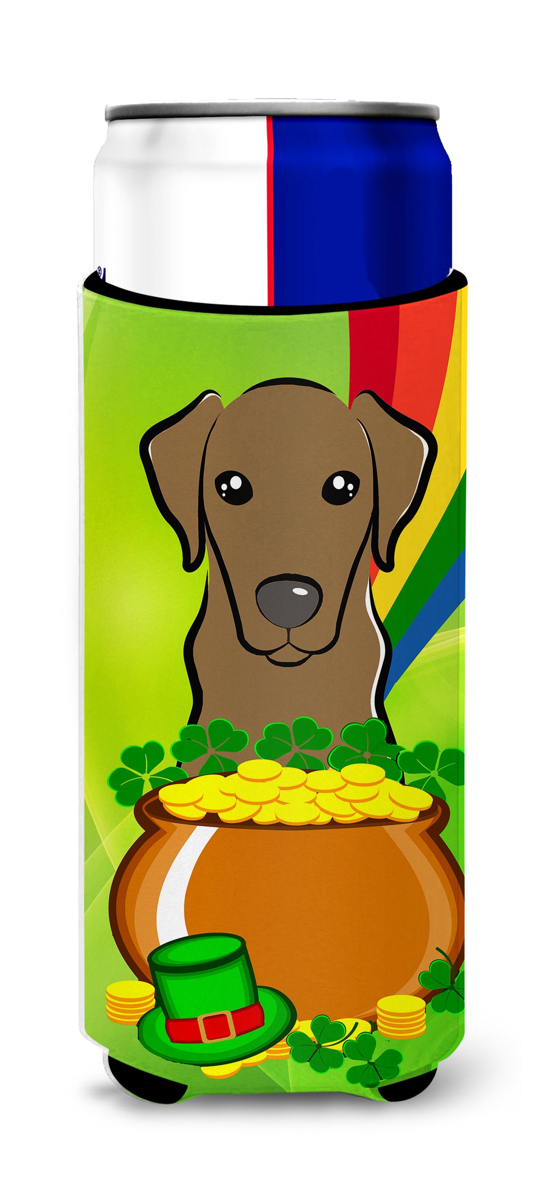 Chocolate Labrador St. Patrick's Day  Ultra Beverage Insulator for slim cans BB1978MUK
