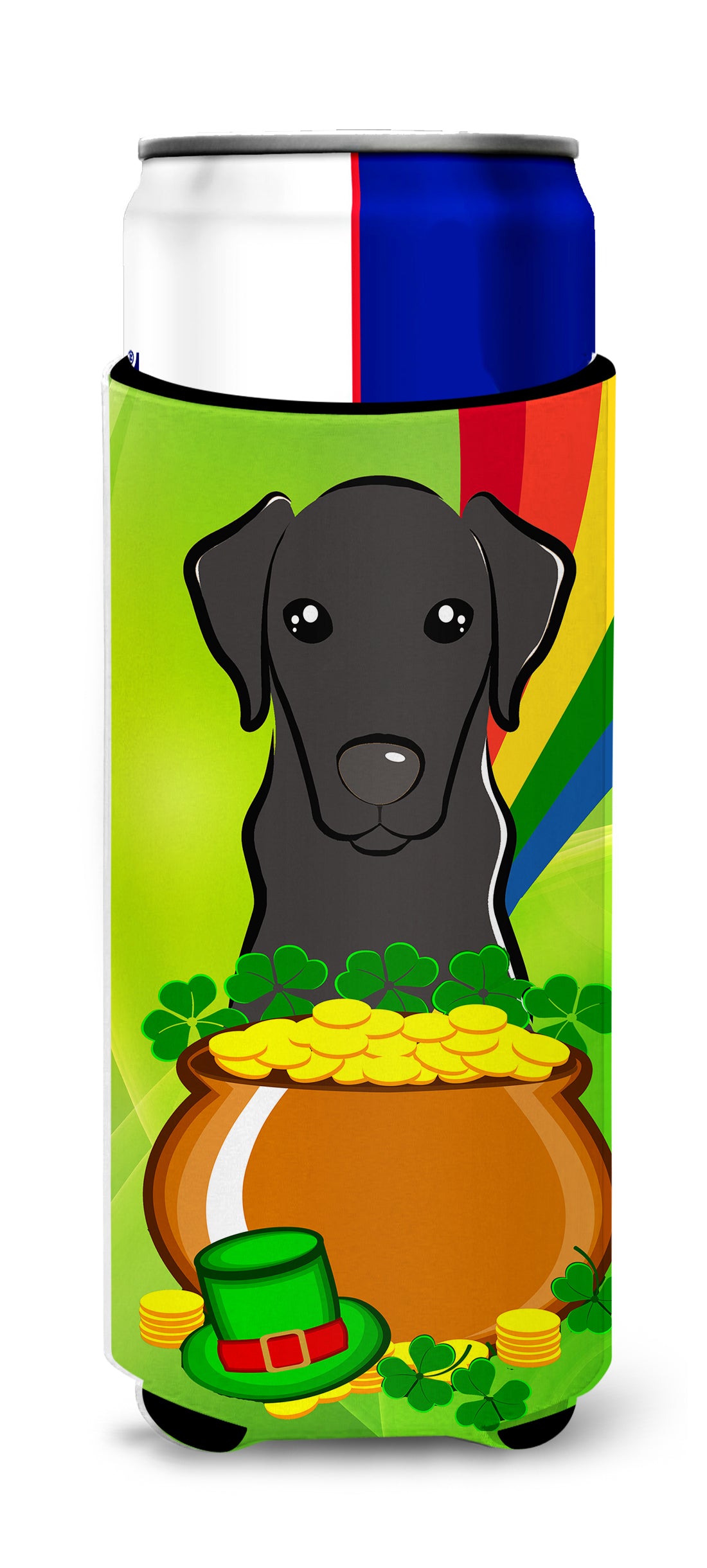 Black Labrador St. Patrick&#39;s Day  Ultra Beverage Insulator for slim cans BB1979MUK  the-store.com.