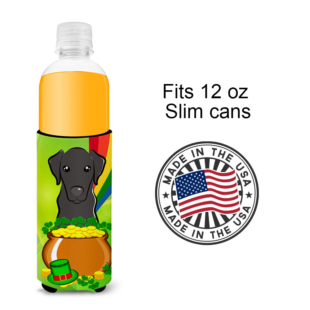 Black Labrador St. Patrick's Day  Ultra Beverage Insulator for slim cans BB1979MUK