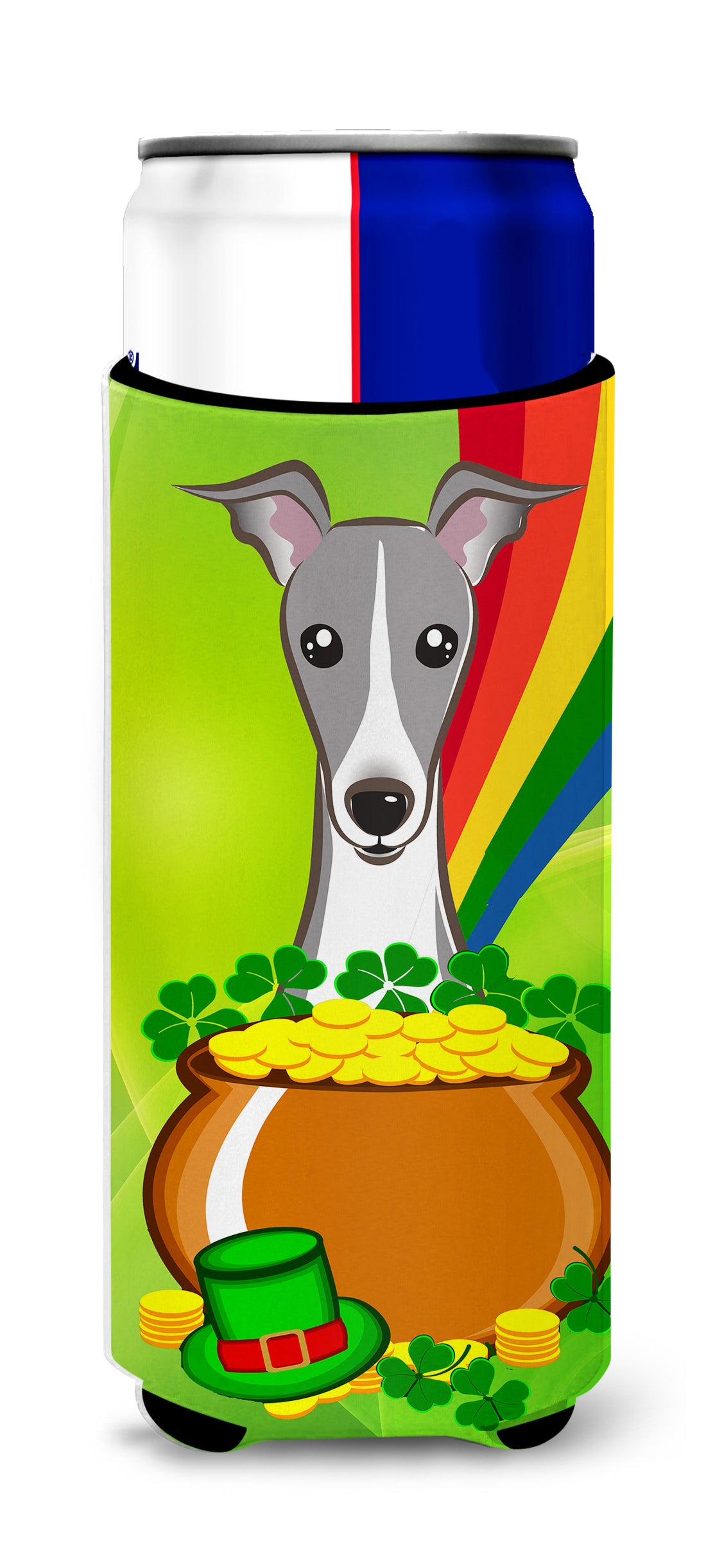 Italian Greyhound St. Patrick&#39;s Day  Ultra Beverage Insulator for slim cans BB1980MUK  the-store.com.