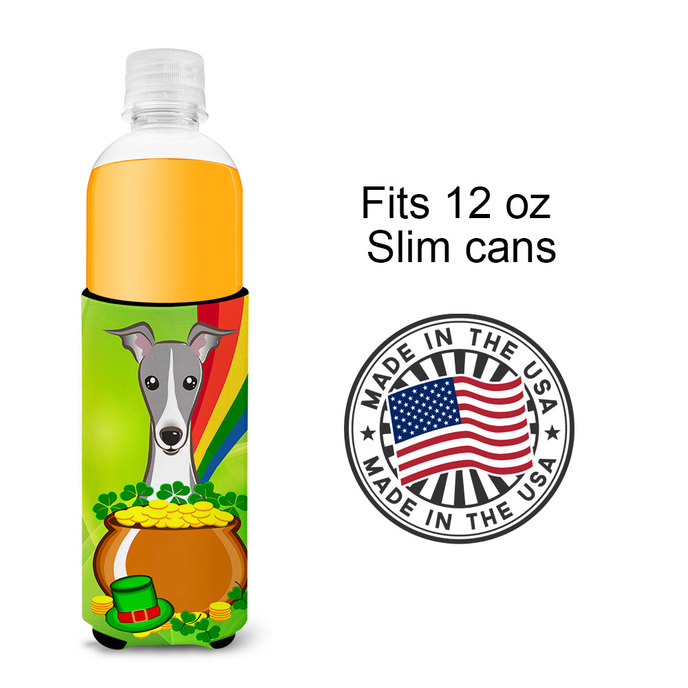 Italian Greyhound St. Patrick's Day  Ultra Beverage Insulator for slim cans BB1980MUK  the-store.com.
