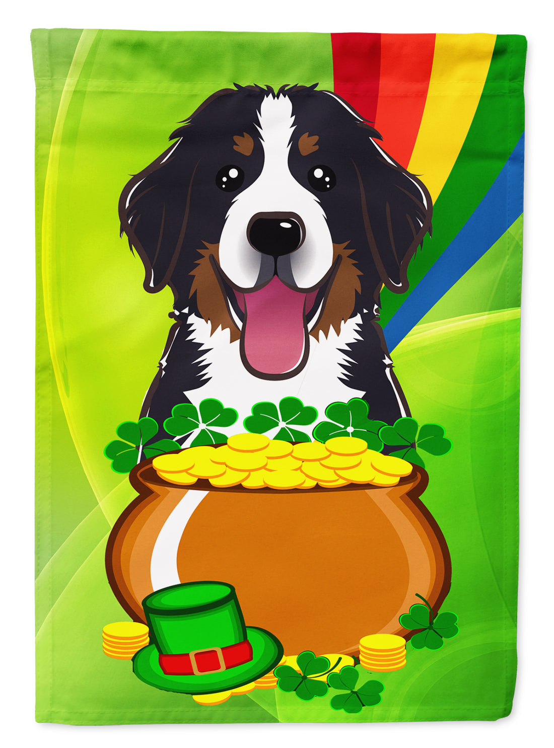 Bernese Mountain Dog St. Patrick&#39;s Day Flag Canvas House Size BB1981CHF