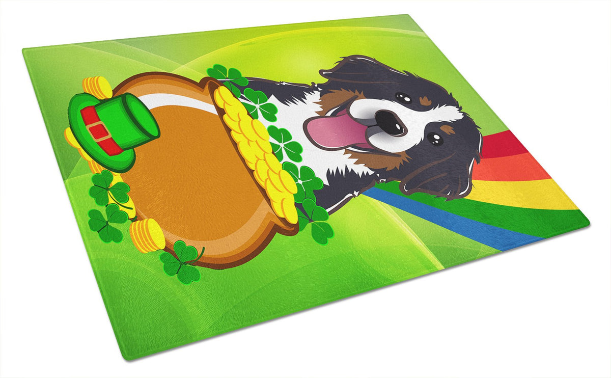 Bernese Mountain Dog St. Patrick&#39;s Day Glass Cutting Board Large BB1981LCB by Caroline&#39;s Treasures
