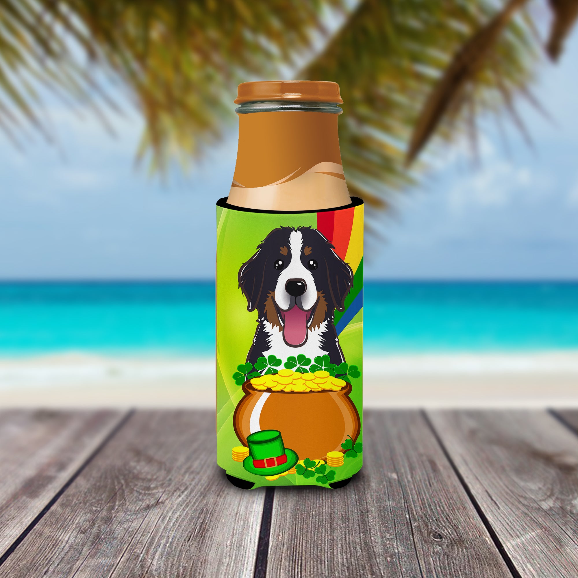 Bernese Mountain Dog St. Patrick's Day  Ultra Beverage Insulator for slim cans BB1981MUK