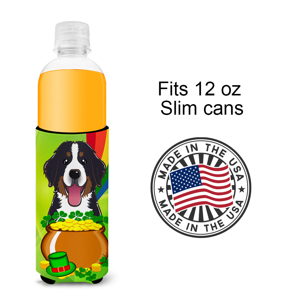 Bernese Mountain Dog St. Patrick's Day  Ultra Beverage Insulator for slim cans BB1981MUK  the-store.com.
