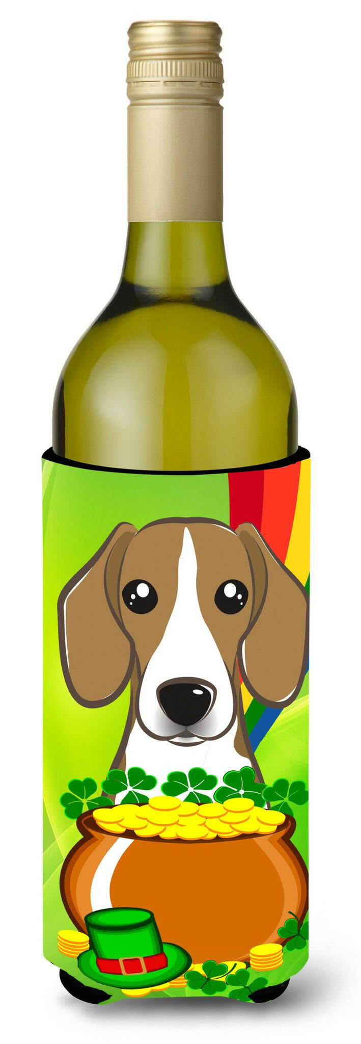 Beagle St. Patrick&#39;s Day Wine Bottle Beverage Insulator Hugger BB1983LITERK by Caroline&#39;s Treasures