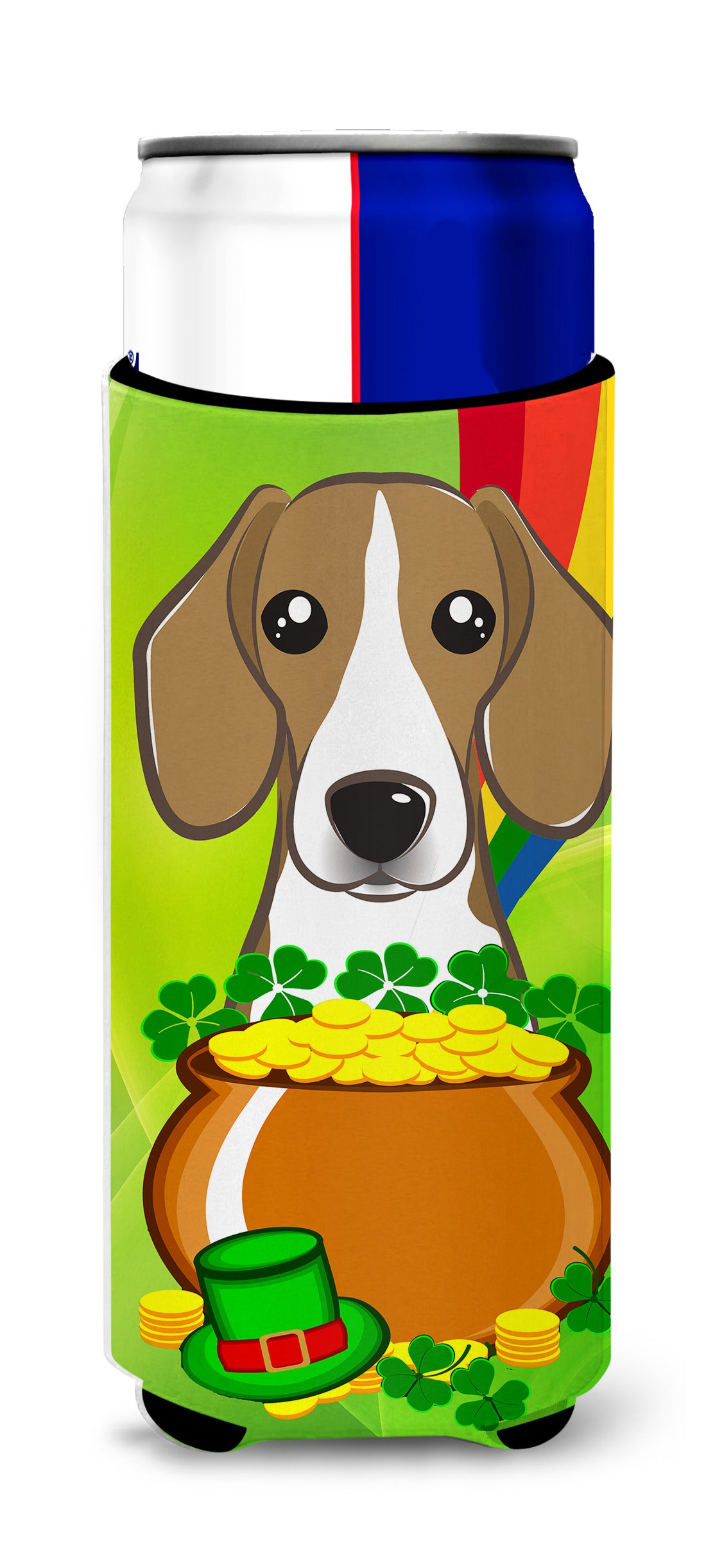 Beagle St. Patrick&#39;s Day  Ultra Beverage Insulator for slim cans BB1983MUK  the-store.com.