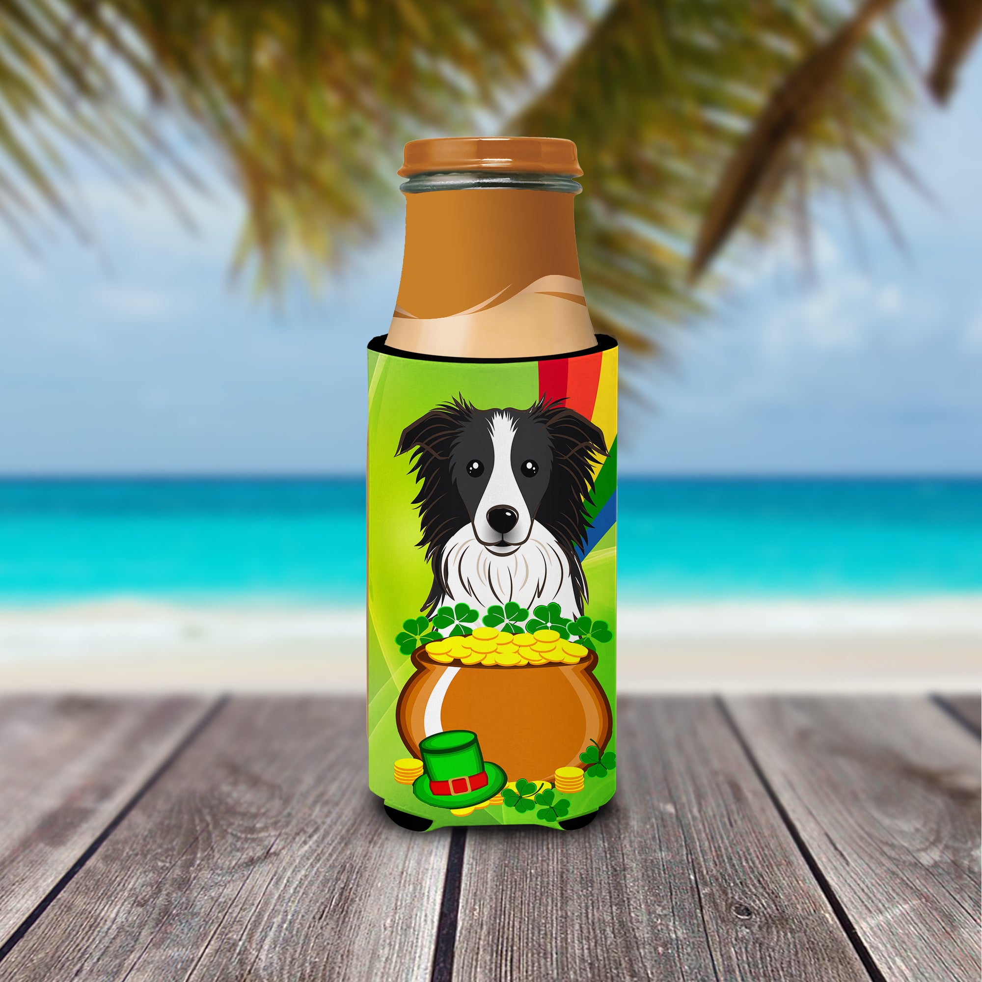 Border Collie St. Patrick's Day  Ultra Beverage Insulator for slim cans BB1985MUK