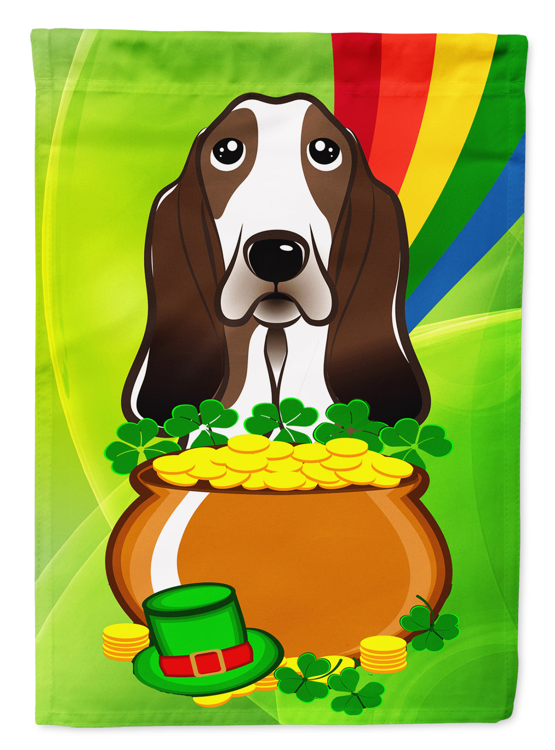 Basset Hound St. Patrick&#39;s Day Flag Canvas House Size BB1987CHF  the-store.com.