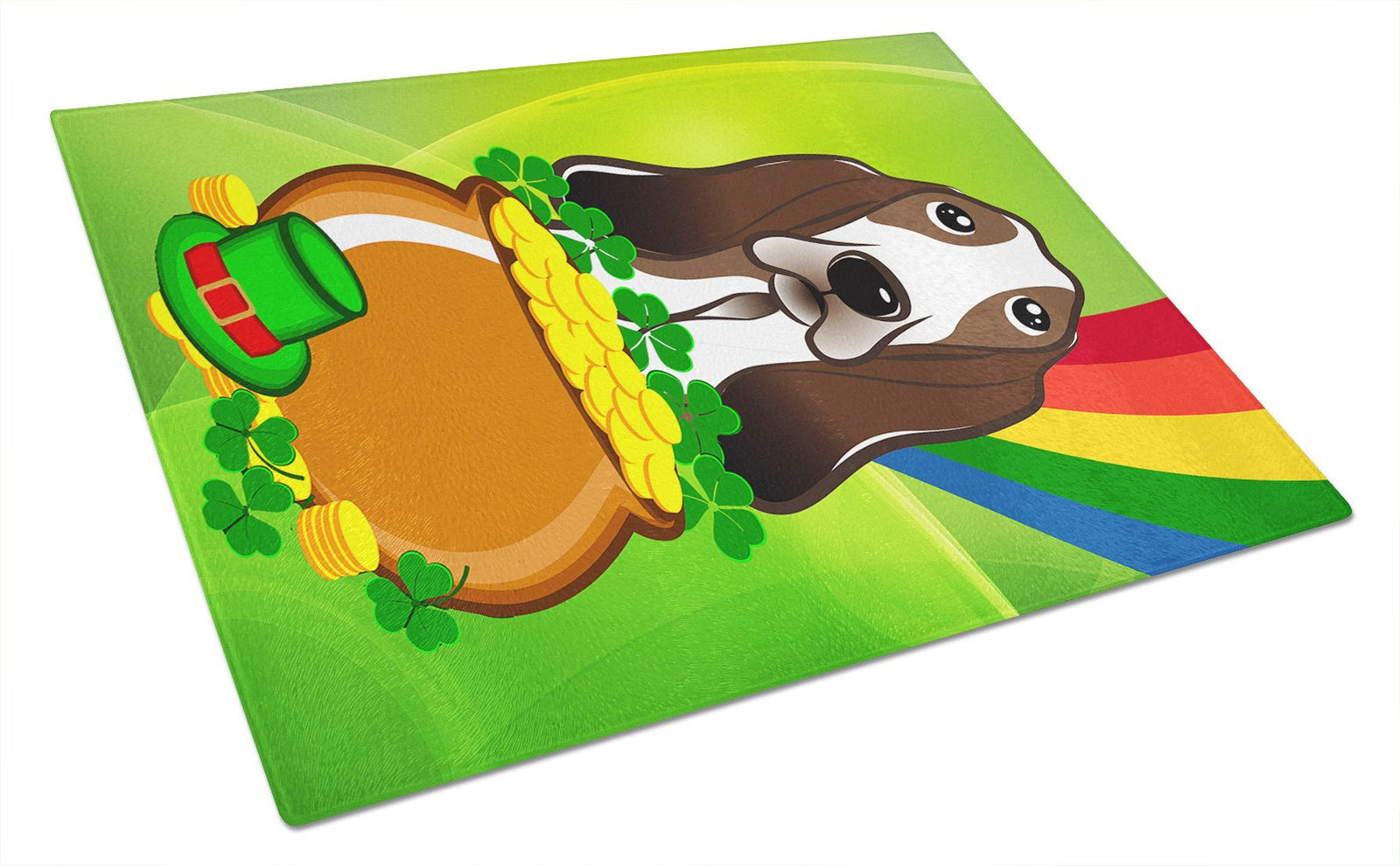 Basset Hound St. Patrick's Day Glass Cutting Board Large BB1987LCB by Caroline's Treasures