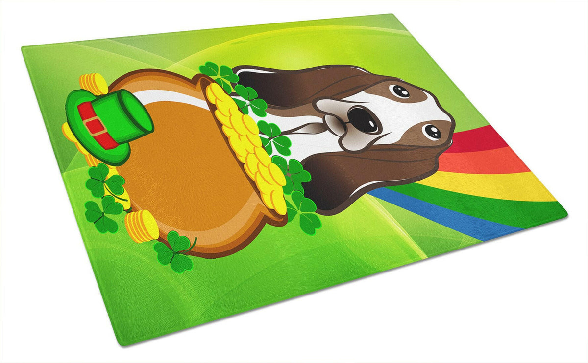 Basset Hound St. Patrick&#39;s Day Glass Cutting Board Large BB1987LCB by Caroline&#39;s Treasures