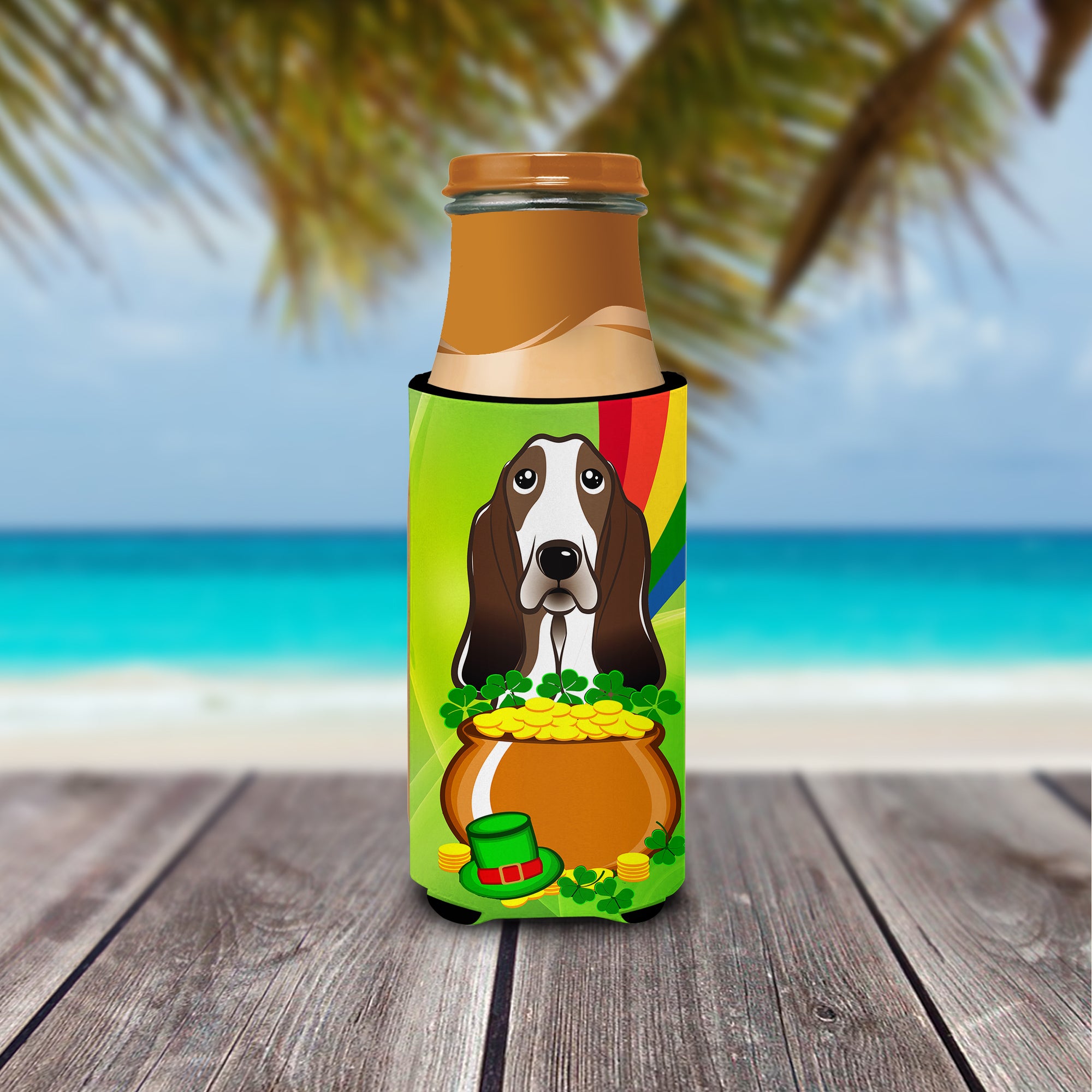 Basset Hound St. Patrick's Day Michelob Ultra Beverage Isolateur pour canettes minces BB1987MUK