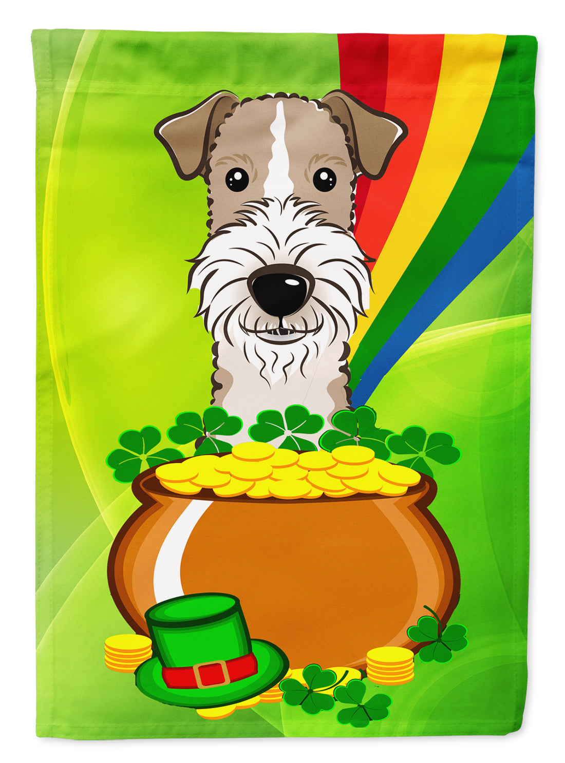 Wire Haired Fox Terrier St. Patrick&#39;s Day Flag Garden Size BB1991GF