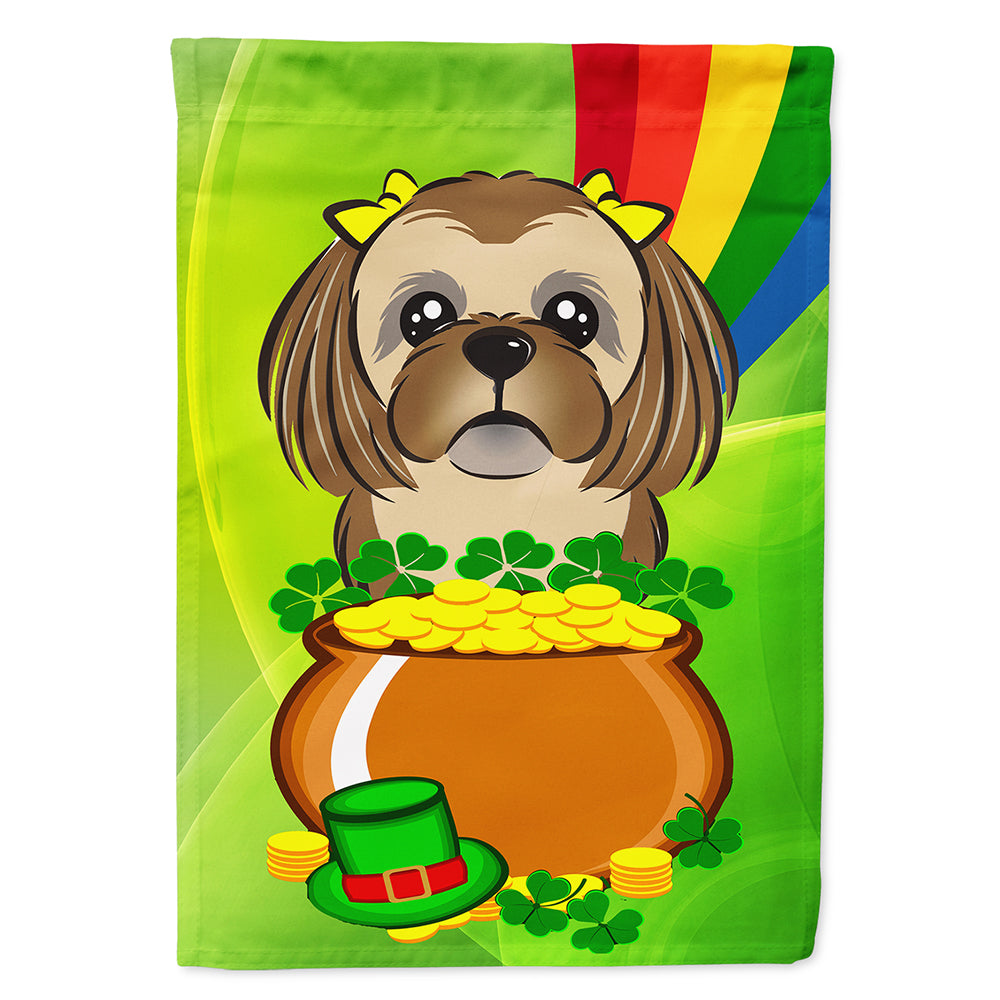 Chocolate Brown Shih Tzu St. Patrick&#39;s Day Flag Canvas House Size BB1993CHF  the-store.com.