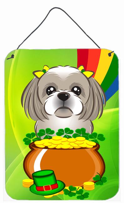 Gray Silver Shih Tzu St. Patrick&#39;s Day Wall or Door Hanging Prints BB1994DS1216 by Caroline&#39;s Treasures