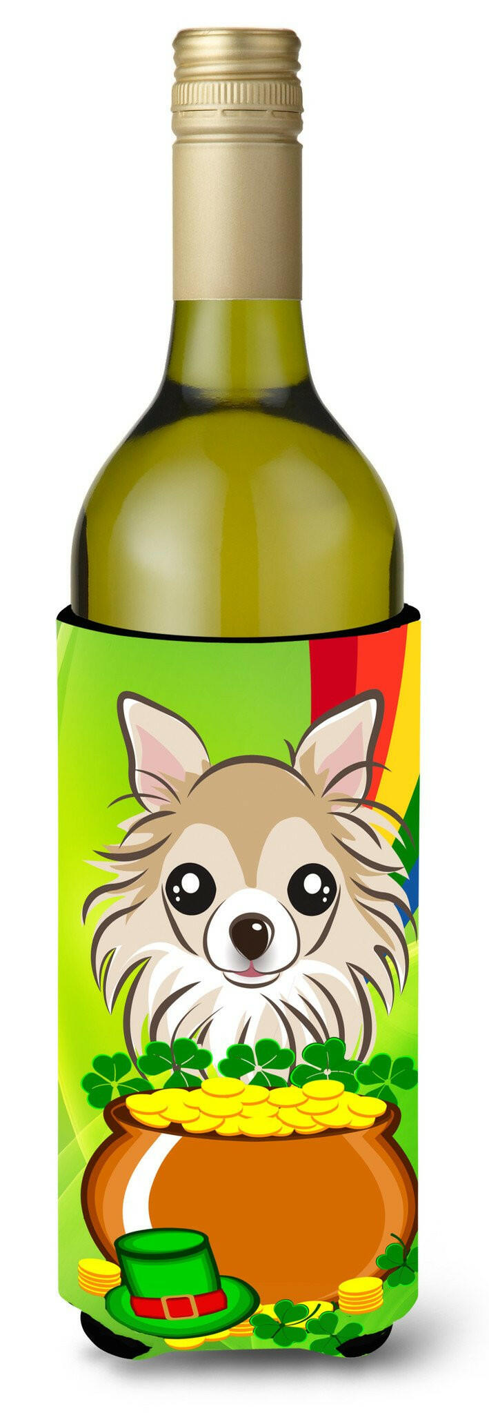 Chihuahua St. Patrick&#39;s Day Wine Bottle Beverage Insulator Hugger BB1995LITERK by Caroline&#39;s Treasures