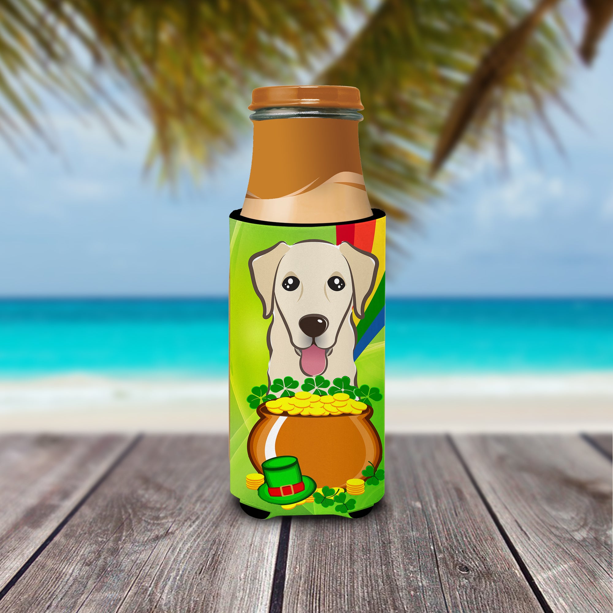 Golden Retriever St. Patrick's Day  Ultra Beverage Insulator for slim cans BB1996MUK  the-store.com.
