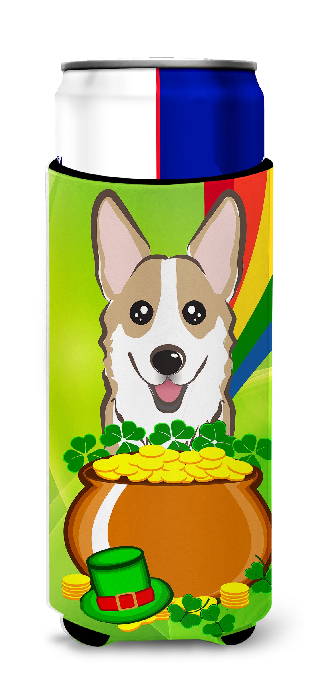 Sable Corgi St. Patrick&#39;s Day  Ultra Beverage Insulator for slim cans BB1997MUK  the-store.com.