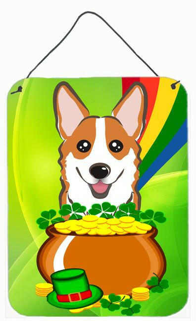 Red Corgi St. Patrick&#39;s Day Wall or Door Hanging Prints BB1998DS1216 by Caroline&#39;s Treasures