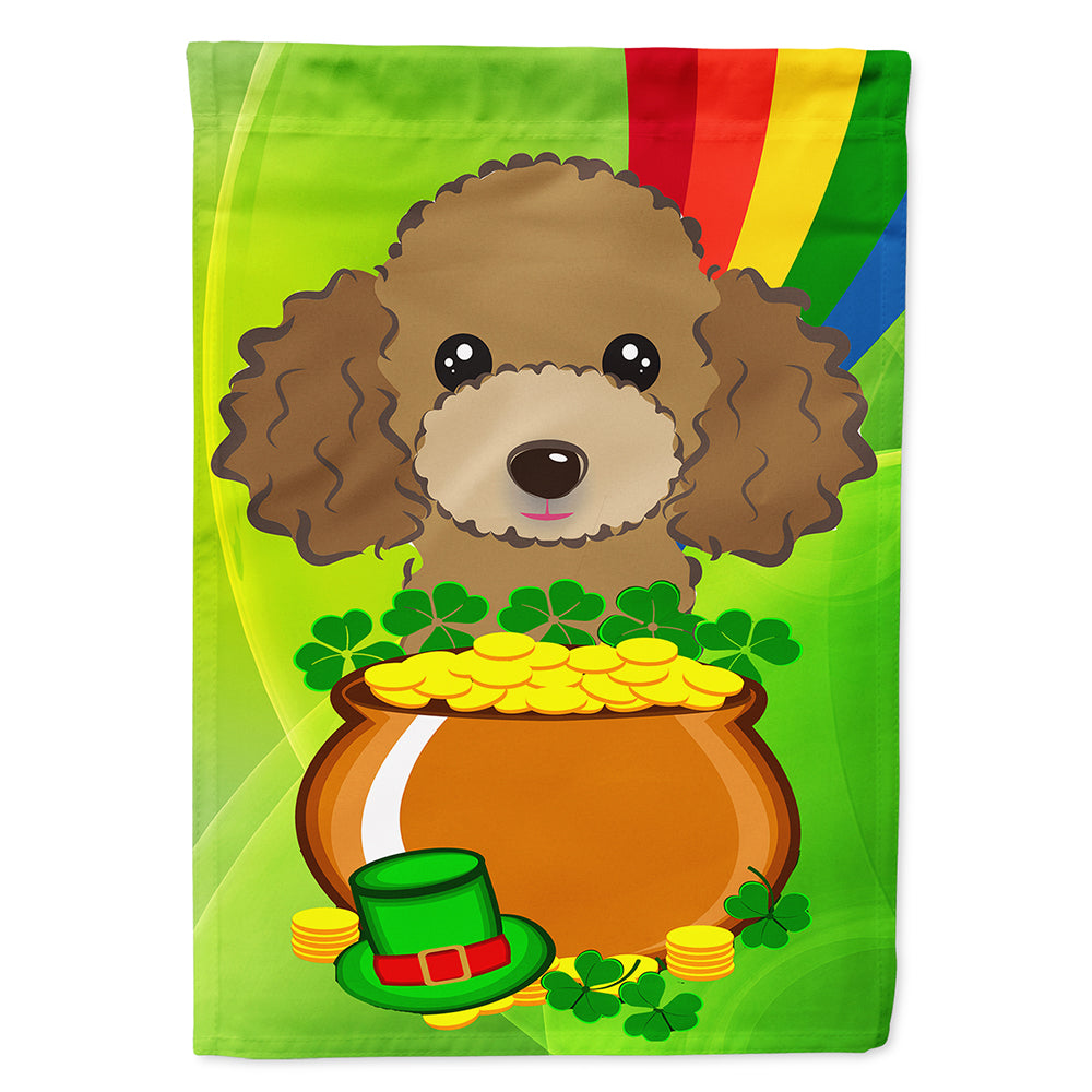 Chocolate Brown Poodle St. Patrick's Day Flag Canvas House Size BB2000CHF