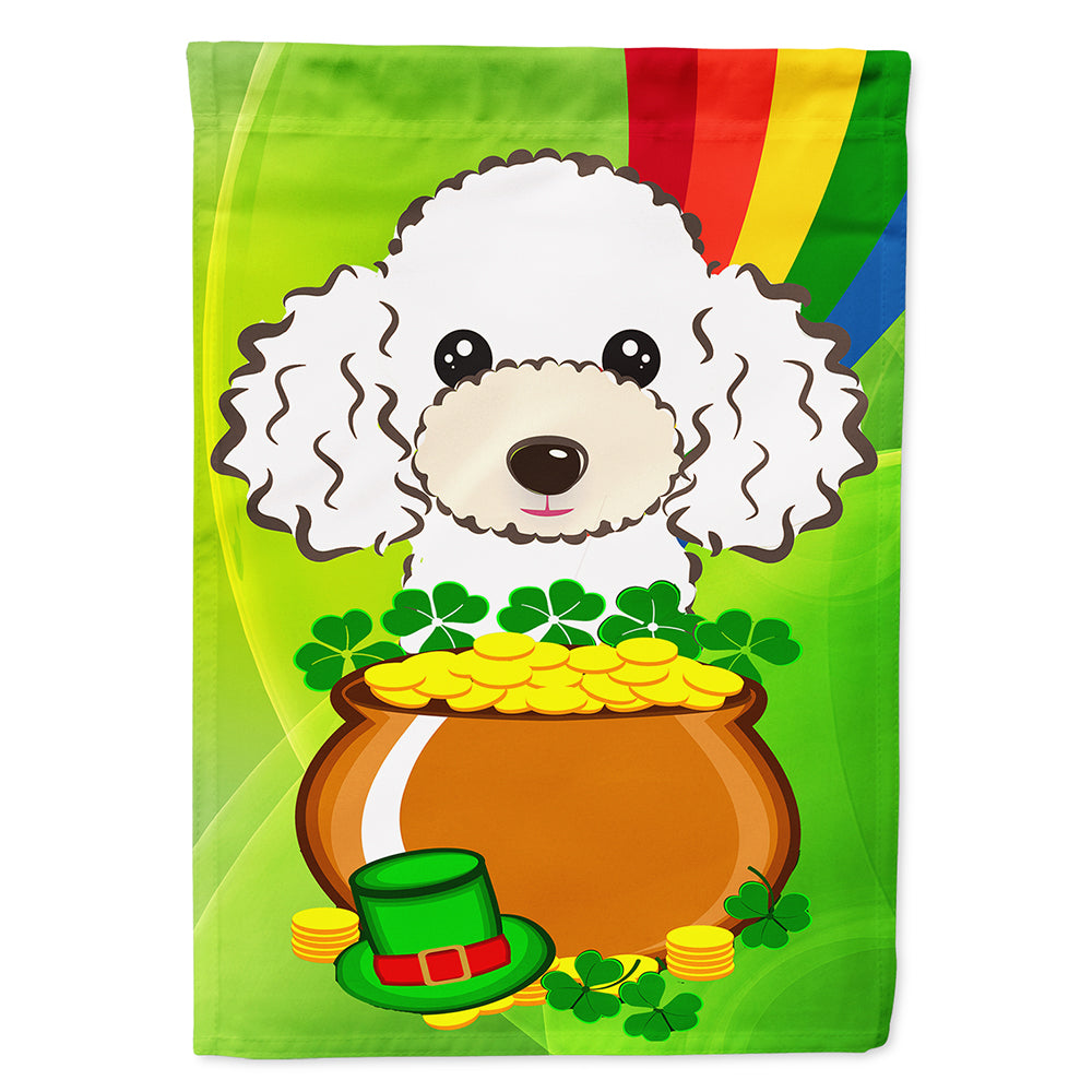 White Poodle St. Patrick's Day Flag Canvas House Size BB2001CHF