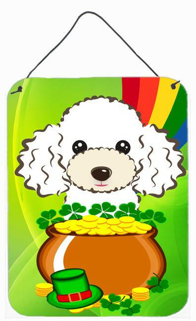 White Poodle St. Patrick&#39;s Day Wall or Door Hanging Prints BB2001DS1216 by Caroline&#39;s Treasures