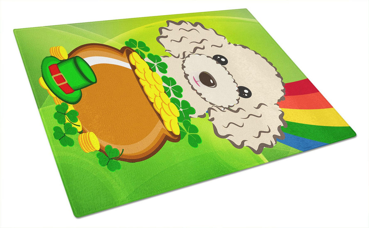Buff Poodle St. Patrick&#39;s Day Glass Cutting Board Large BB2002LCB by Caroline&#39;s Treasures