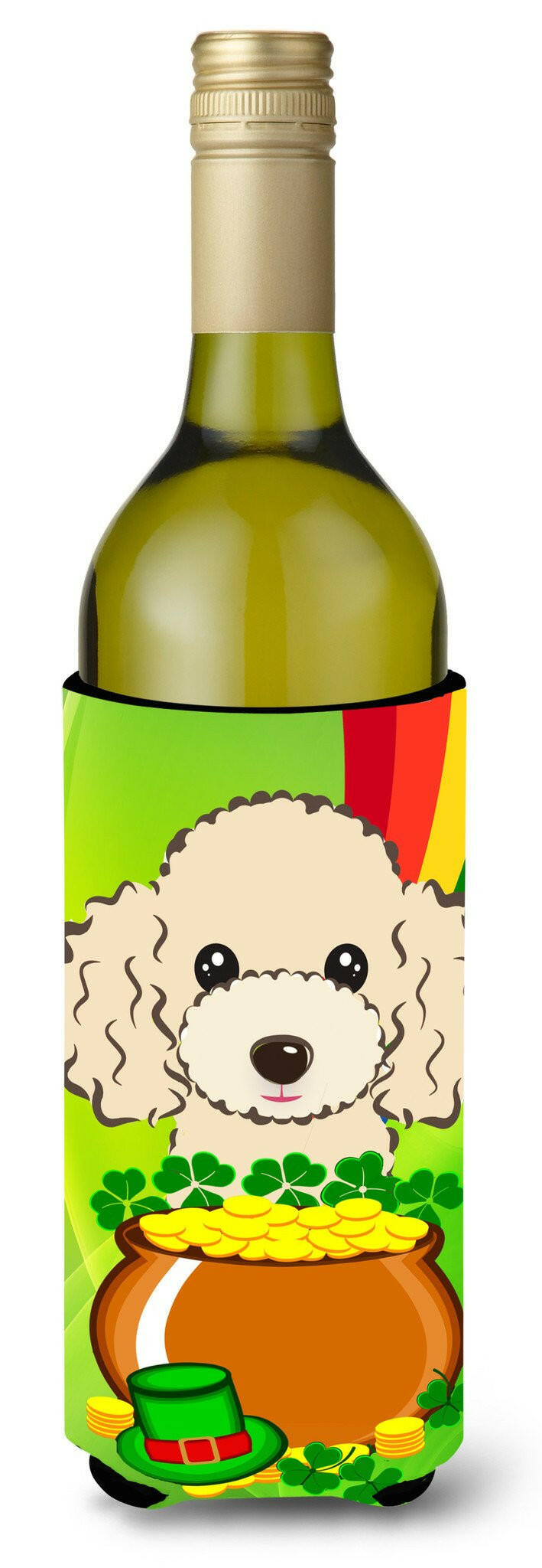 Buff Poodle St. Patrick&#39;s Day Wine Bottle Beverage Insulator Hugger BB2002LITERK by Caroline&#39;s Treasures