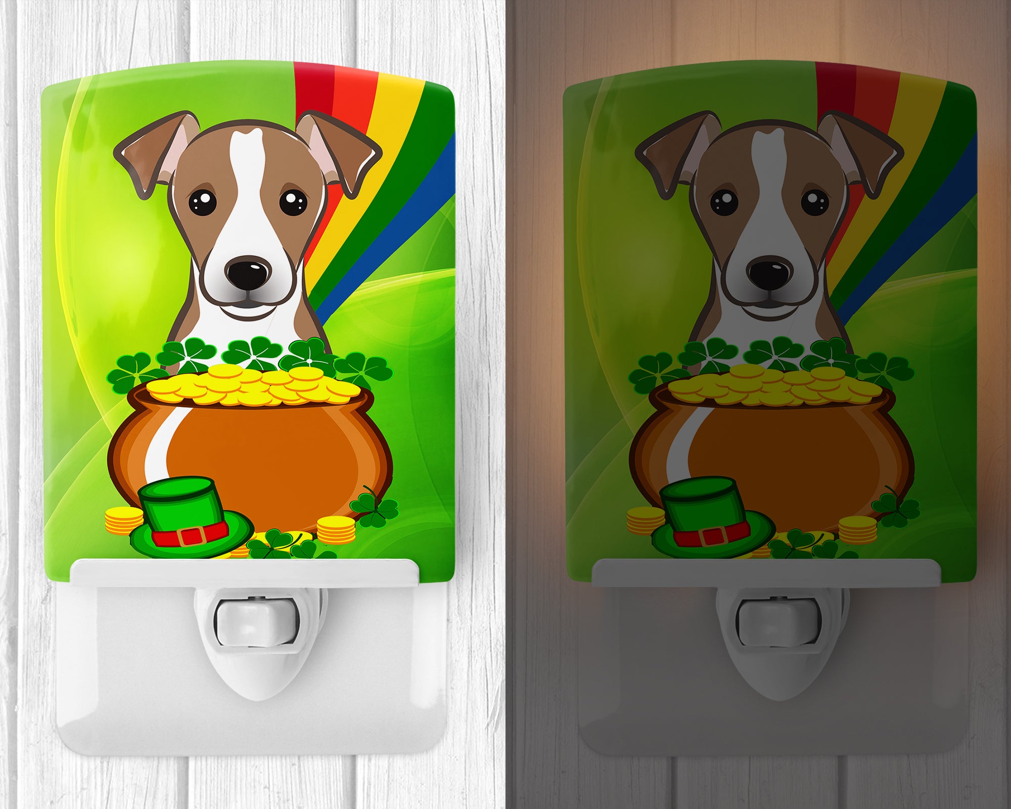 Jack Russell Terrier St. Patrick's Day Ceramic Night Light BB2004CNL - the-store.com