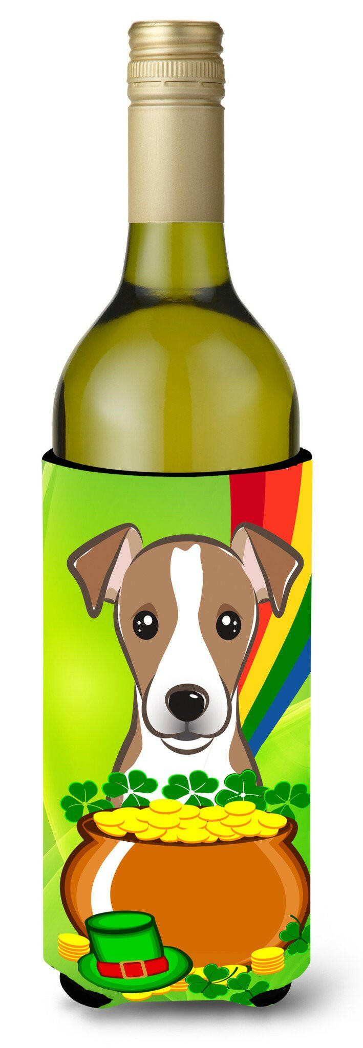 Jack Russell Terrier St. Patrick&#39;s Day Wine Bottle Beverage Insulator Hugger BB2004LITERK by Caroline&#39;s Treasures