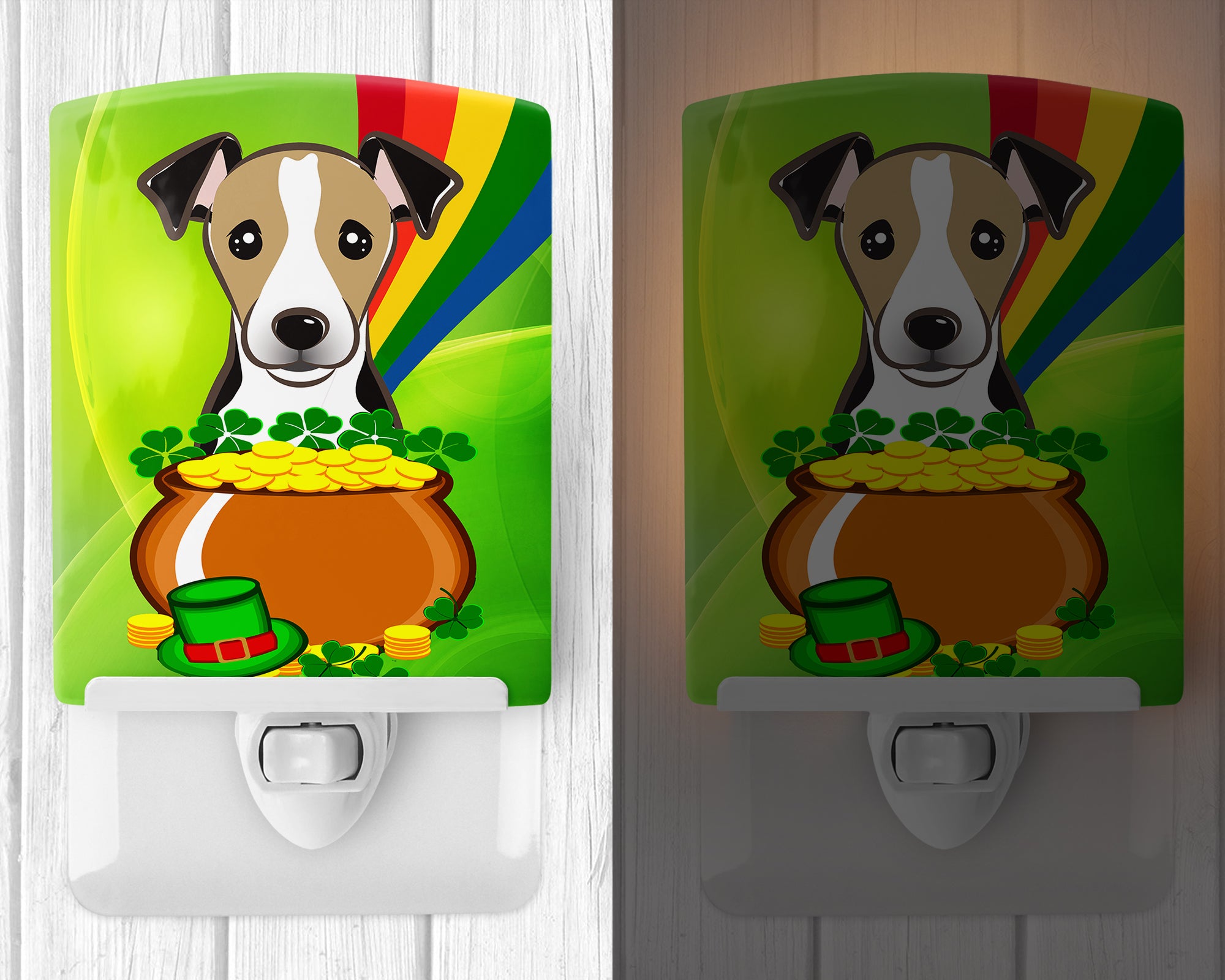 Jack Russell Terrier St. Patrick's Day Ceramic Night Light BB2005CNL - the-store.com