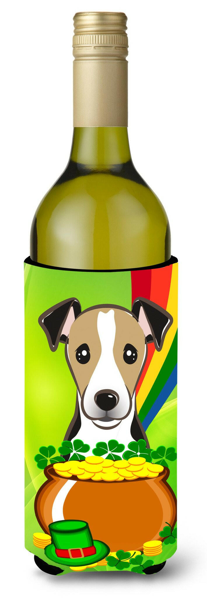 Jack Russell Terrier St. Patrick&#39;s Day Wine Bottle Beverage Insulator Hugger BB2005LITERK by Caroline&#39;s Treasures