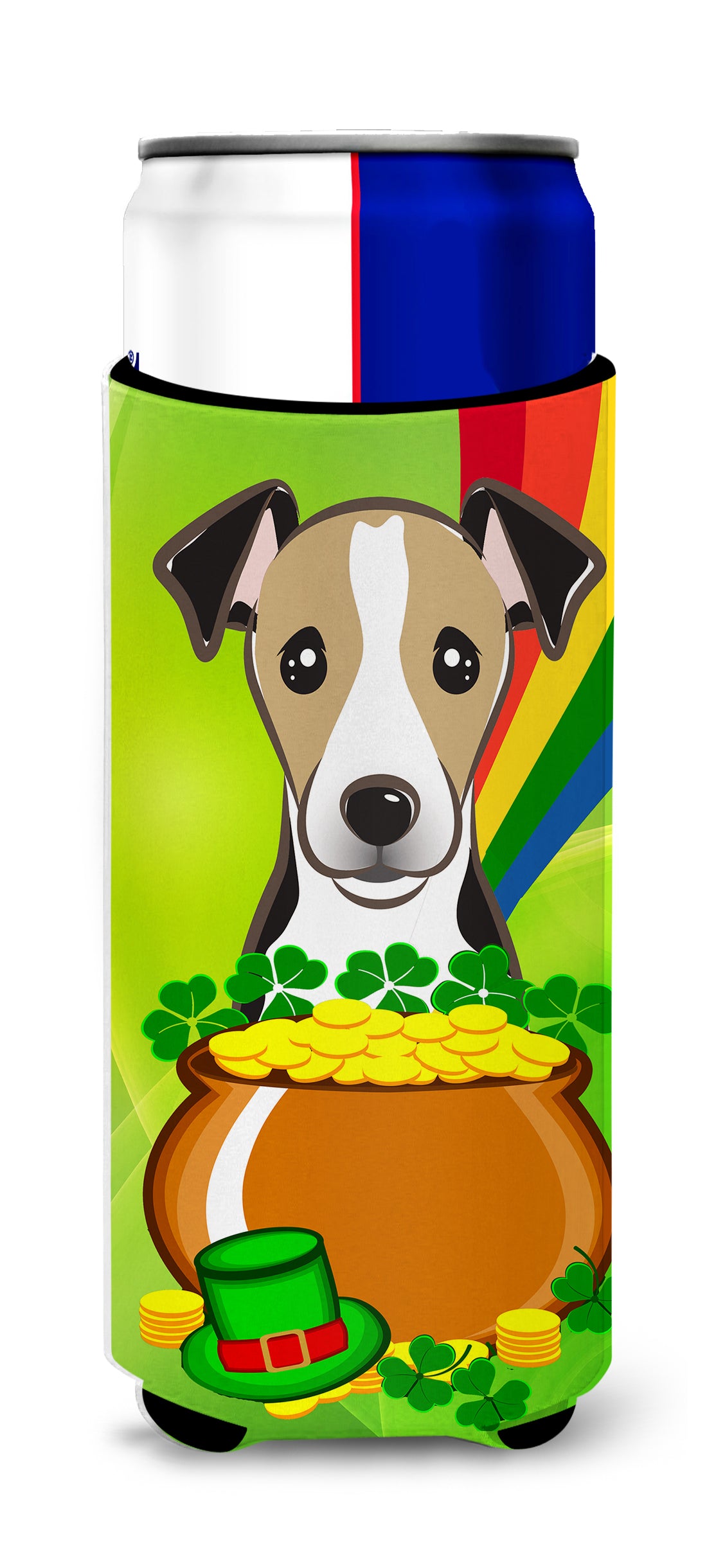 Jack Russell Terrier St. Patrick&#39;s Day  Ultra Beverage Insulator for slim cans BB2005MUK