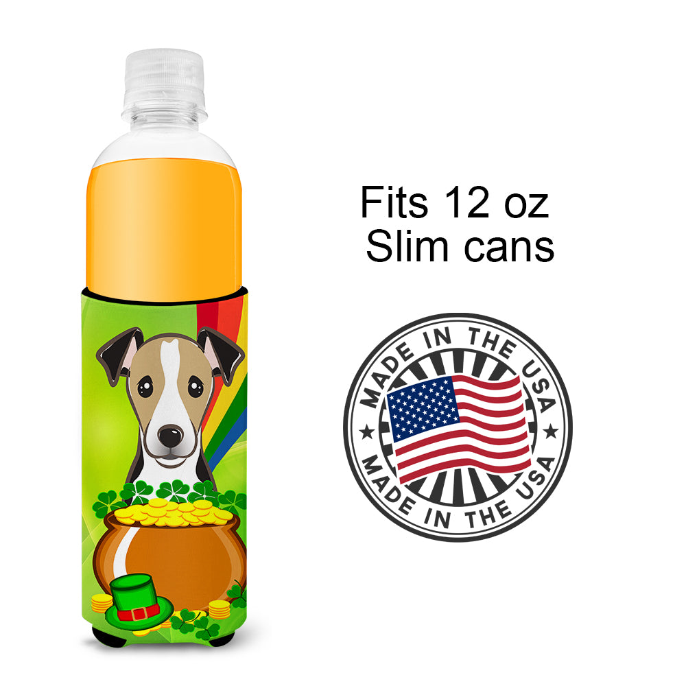 Jack Russell Terrier St. Patrick's Day  Ultra Beverage Insulator for slim cans BB2005MUK  the-store.com.